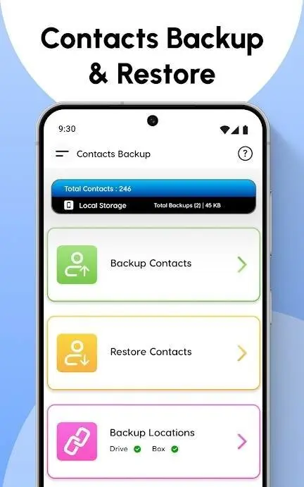 Contacts Backup and Restore - скриншот 1