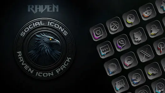 Raven Dark Icon Pack - скриншот 12