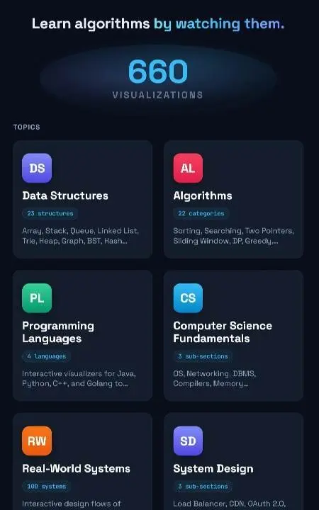 DSAlgo - Algorithms Visualizer - скриншот 1