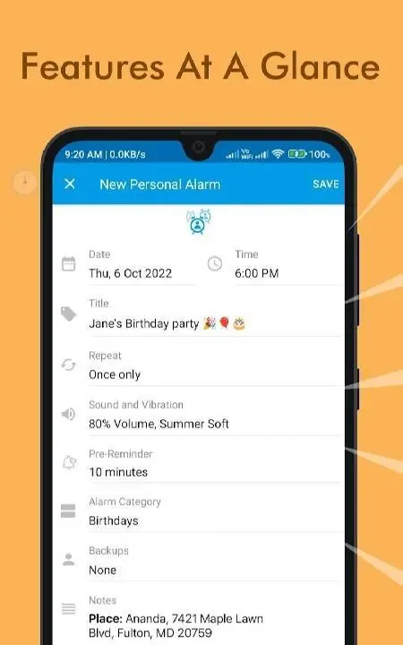 Galarm - Alarms and Reminders - скриншот 2