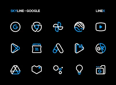 SkyLine Icon Pack : LineX Blue - скриншот 2