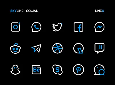 SkyLine Icon Pack : LineX Blue - скриншот 3