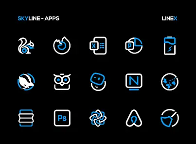 SkyLine Icon Pack : LineX Blue - скриншот 5