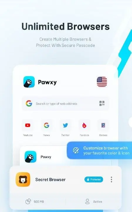 Pawxy: Fast VPN & Browser - скриншот 1