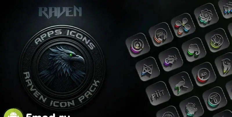 Raven Dark Icon Pack - скриншот 4