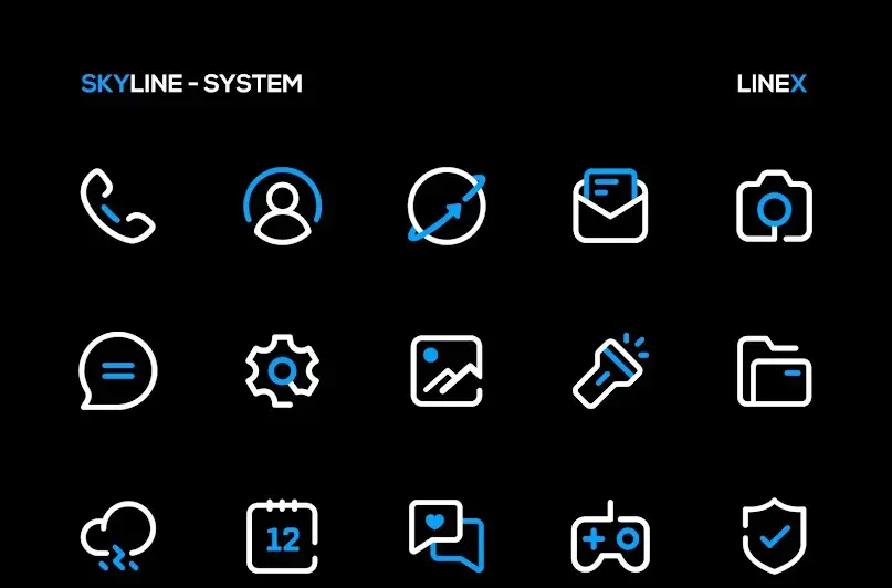 SkyLine Icon Pack LineX Blue - скриншот 2