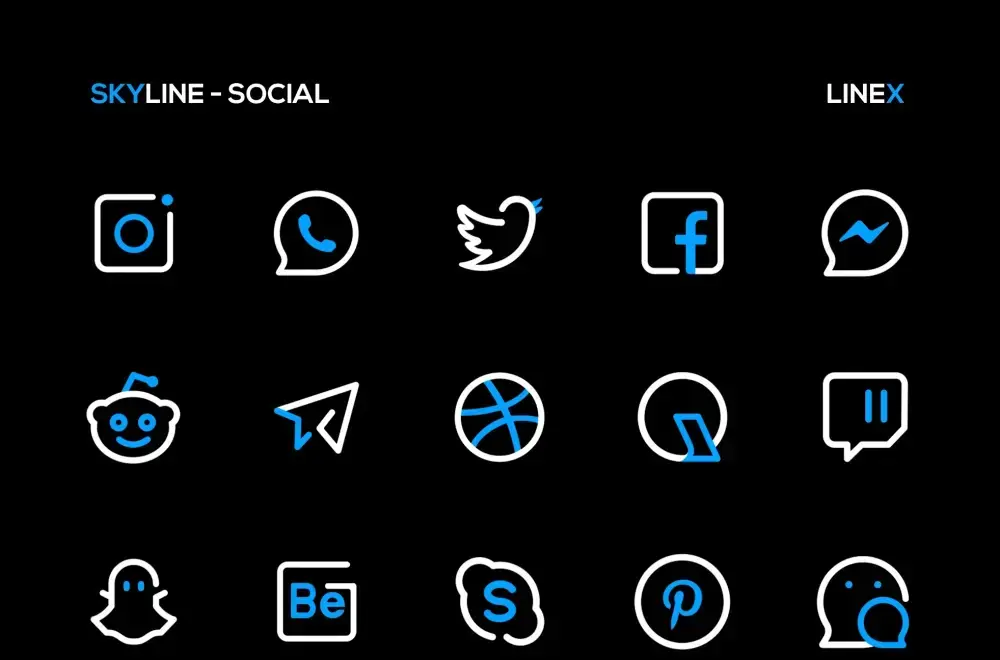 SkyLine Icon Pack LineX Blue - скриншот 3
