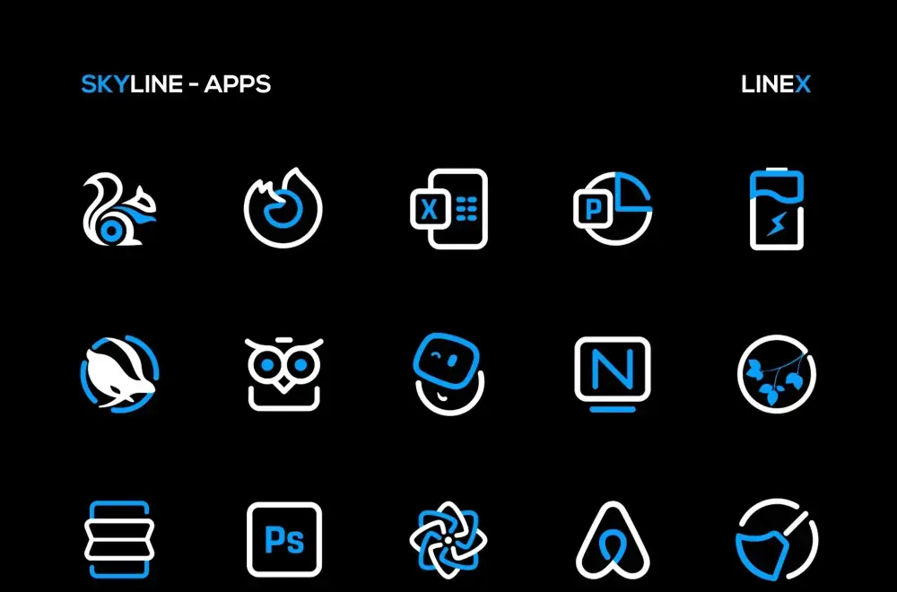 SkyLine Icon Pack LineX Blue - скриншот 4