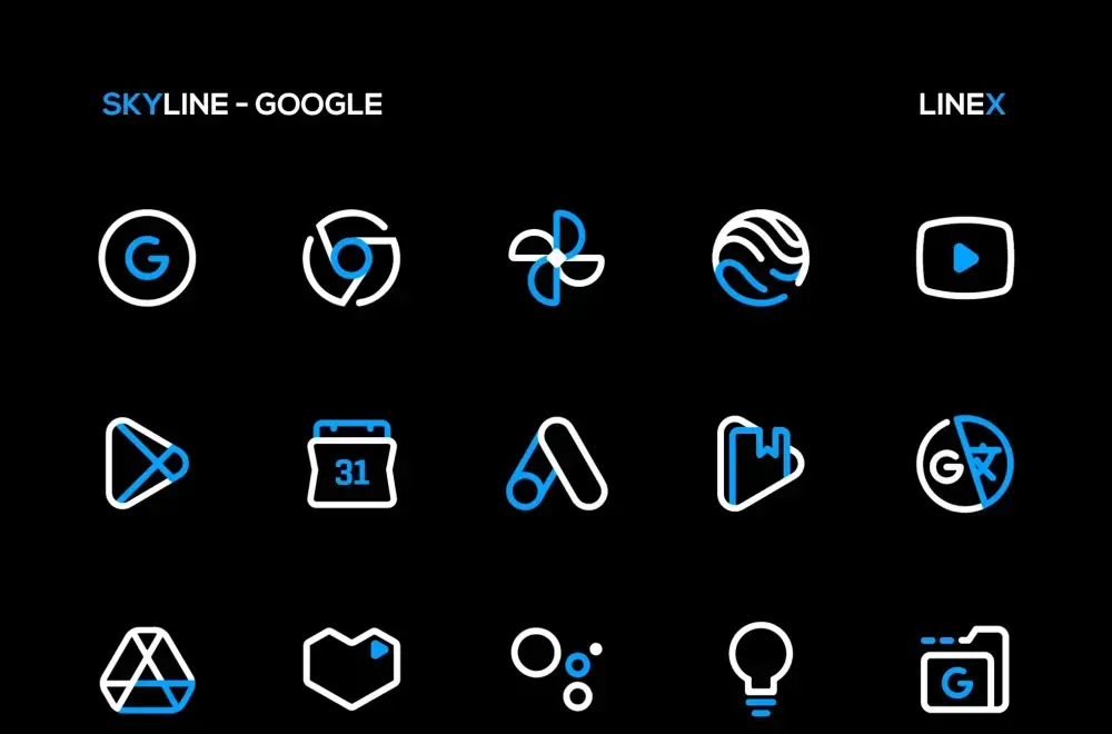 SkyLine Icon Pack LineX Blue - скриншот 5